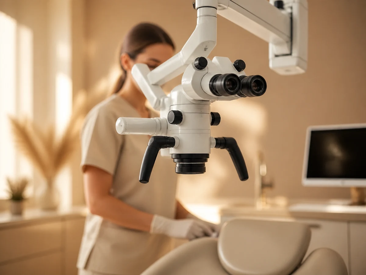 Microscopul de tratament endodontic, în cabinet